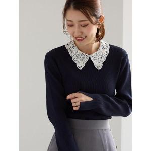 ニット セーター ケミカルレースカラーリブニット レディース