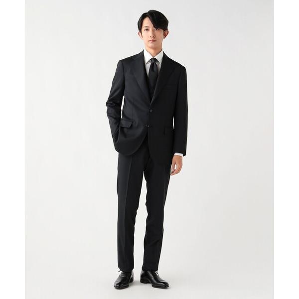 セットアップ 「フォーマル」130's ブラック  3ボタン 3ピーススーツ（セットアイテム） メン...