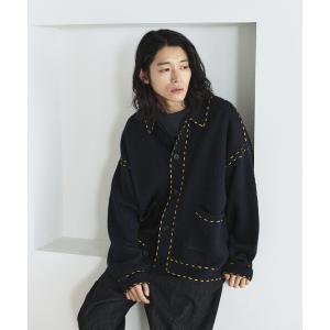 カーディガン Firsthand/ファーストハンド 配色 ハンド ステッチ ニットジャケット / ニットカーディガン メンズ