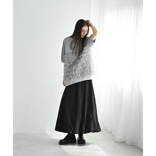 トレーナー スウェット 「BLK001」チュールレイヤードスウェット レディース