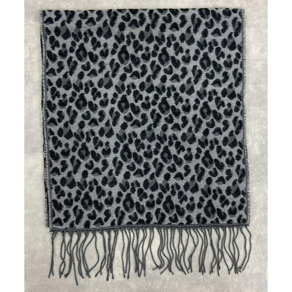 ストール マフラー レオパード柄ジャガード織りフリンジストール レディース