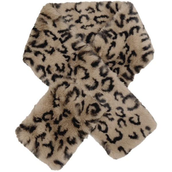 ネックウォーマー スヌード レオパード柄フェイクファーティペット レディース