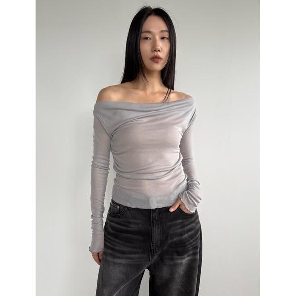 tシャツ テンセルオフショルダードレープロンT レディース