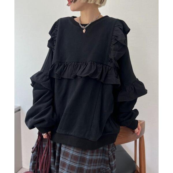 tシャツ フリルBIGスウェット レディース