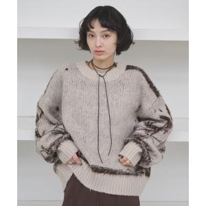 ニット セーター 起毛加工ランダム模様ニット レディース