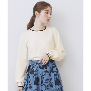 バイカラーパフスリーブニット