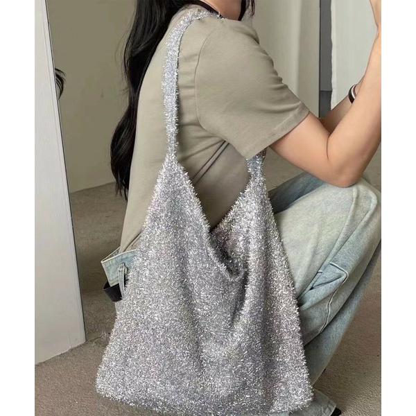 トートバッグ シャイニーラメ　ワンハンドルトートバッグ レディース