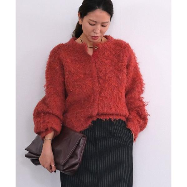 カーディガン フラッフィーボタンフライニットカーディガン レディース