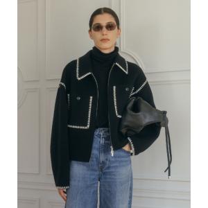 コート アウター WOOL EMBROIDERY SHORT ZIP JACKET/ウールエンブロイダリージップジャケット レディース