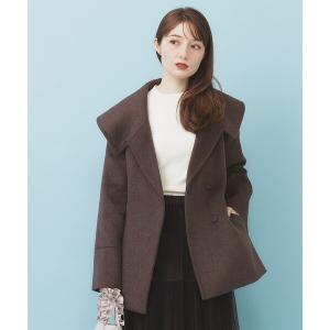 コート チェスターコート ベルト付ビッグカラーミドルコート レディース