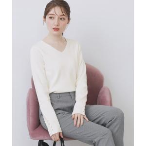 ゴールドボタンVネックニット 6col