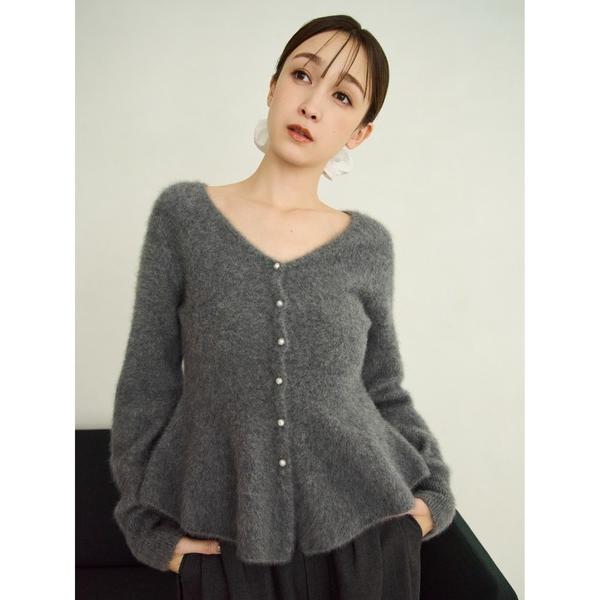 カーディガン フォックスカシミアペプラムカーディガン レディース