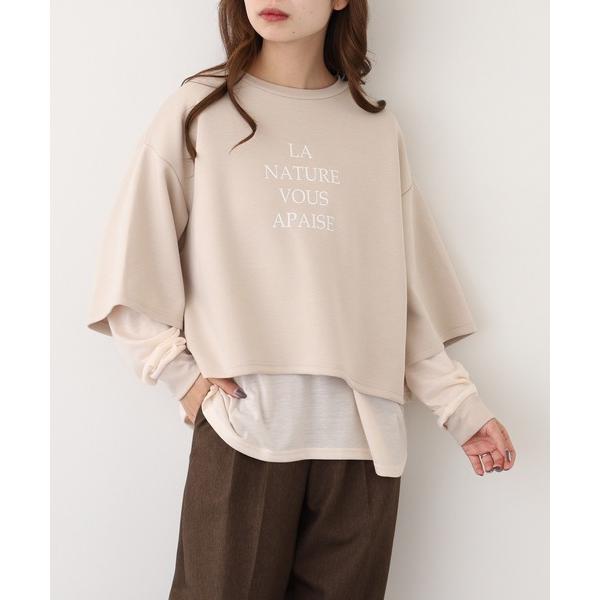 トレーナー スウェット もちもちダンボールレイヤード風プリントPO レディース