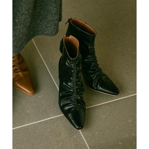 ブーツ Gathered design heel boots / ギャザーデザインヒールブーツ レデ...