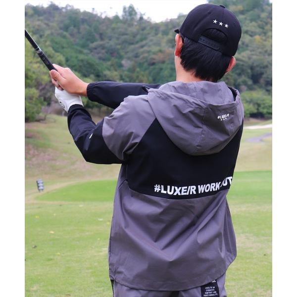 ナイロンジャケット (RM)「LUXE/R GOLF」ストレッチ クロス 切り替え フード ジャケッ...