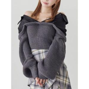 ブラウス シャツ ニットドッキングシャツ レディース