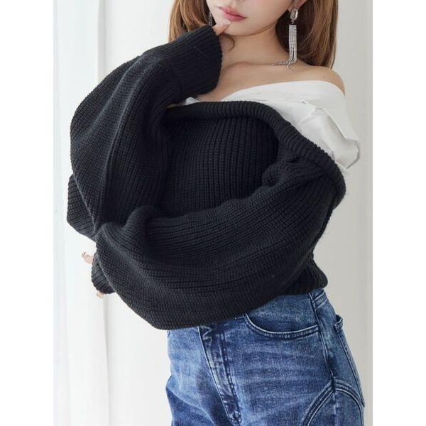 ブラウス シャツ ニットドッキングシャツ レディース