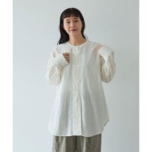 ブラウス シャツ コットンキュプラリネンチュニックシャツ レディース