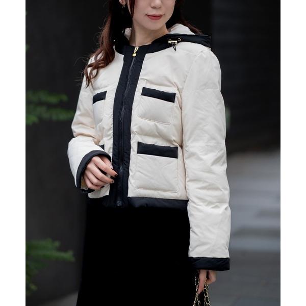 ブルゾン アウター パフィータフタ_バイカラーパフィーアウター レディース