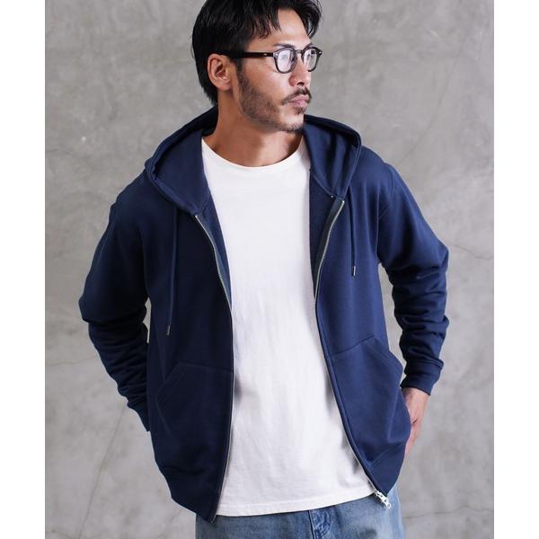 パーカー ワンポイント刺繍 裏毛 ジップアップパーカー フーディー メンズ