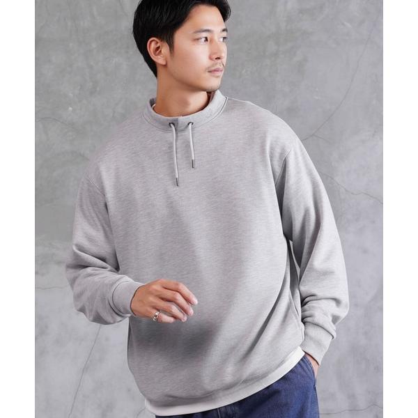 トレーナー スウェット ワンポイント刺繍 裏毛 スタンドカラー 裾ドローコード スウェット トレーナ...