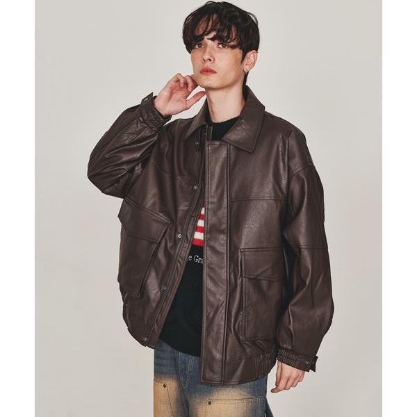 ブルゾン アウター ヴィンテージライク フェイクレザー オーバーサイズ A-2型 ミリタリーブルゾン...