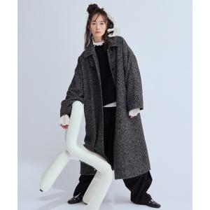 ステンカラーコート コート ヘリンボーンステンカラーコート レディース