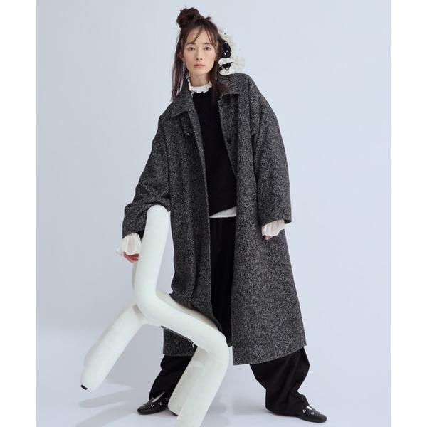 ステンカラーコート コート ヘリンボーンステンカラーコート レディース