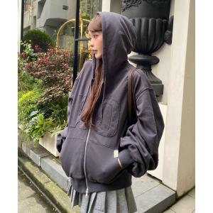 パーカー ロゴワッペンフードジップパーカー レディース