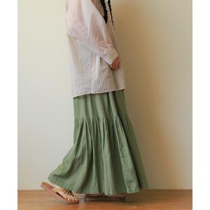 「niko and...」 フレアスカート MEDIUM カーキ レディース