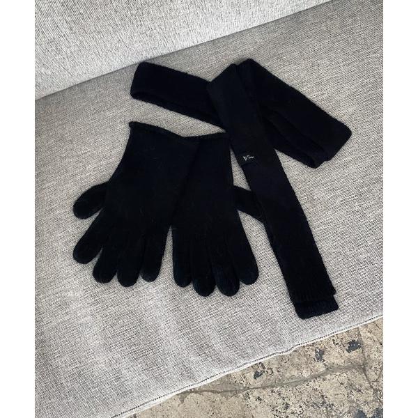 マフラー ストール スリムマフラー手袋　2ピースセット レディース