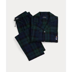 パジャマ ルームウェア Polo ベア チェック フランネル パジャマ セット レディース