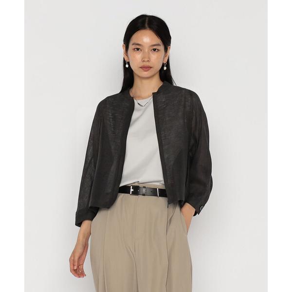 ブルゾン アウター 綿麻からみ 麻メッシュブルゾン レディース