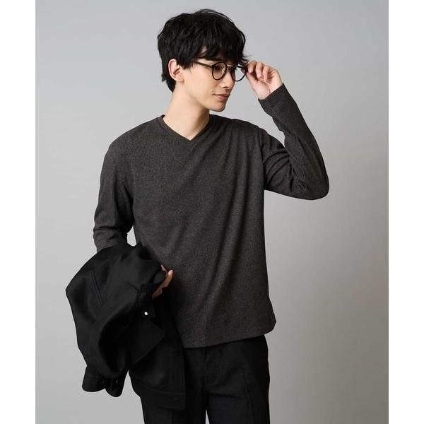 tシャツ 「イージーケア/洗濯機で洗える」アゼダブルフェイスVネックＴシャツ　通勤/ビジネス/ジャケ...