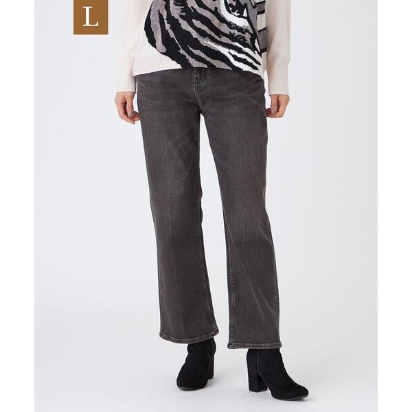 パンツ 「L」「カタログ掲載」「マシンウォッシャブル」ブラックデニムセミフレアパンツ レディース