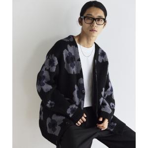 カーディガン Firsthand/ファーストハンド 総柄 ダブルジャガード ニット カーディガン / リラックスフィット メンズ