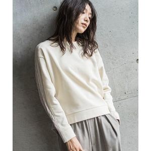 tシャツ 「WEB限定」裏毛×ニット前後ドッキングプルオーバー「手洗い可能」 レディース