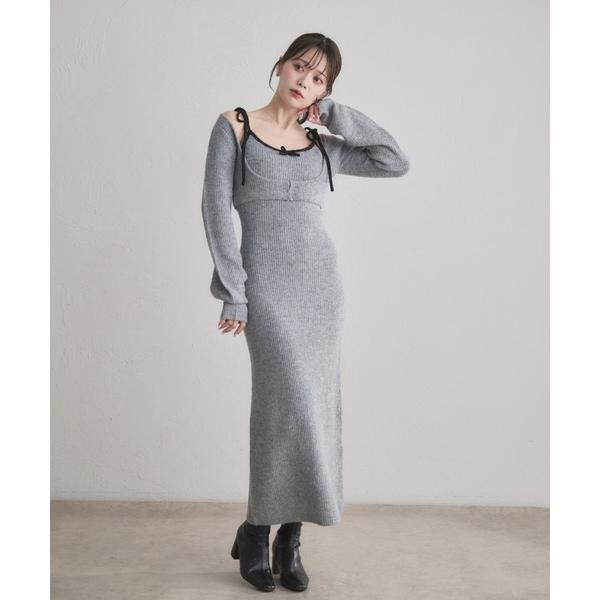 ワンピース bicolor ensemble knit long onepiece / バイカラーア...