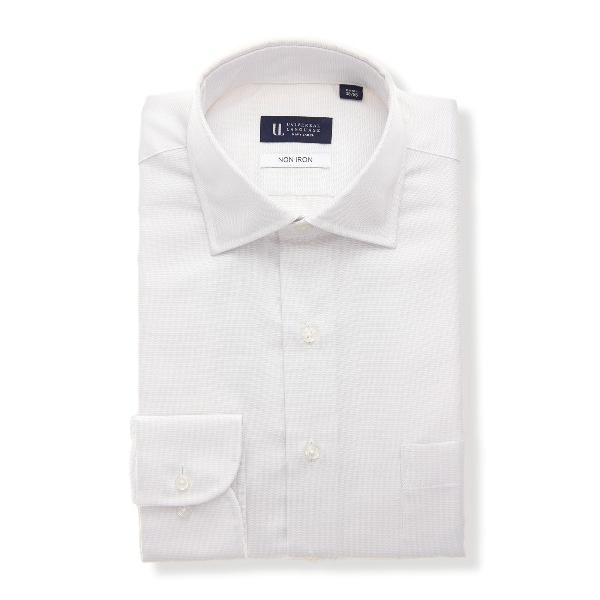フォーマル シャツ 長袖ワイシャツ ノンアイロン ワイドカラー 織柄 ドレスシャツ メンズ