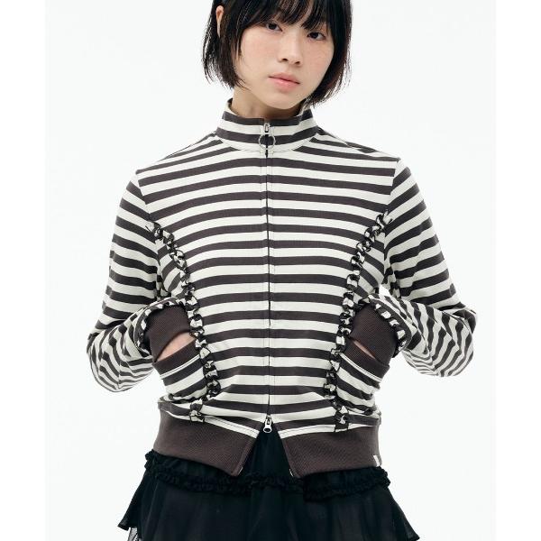 ジャージ 「TUOMIO」STRIPE RUFFLE JERSEY ZIP-UP / 「トゥオミオ」...