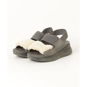 「UGG」 ヒールサンダル 24.5cm グレー レディース