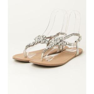 「NINE WEST」 ビジューフラットサンダル 7 1/2 シルバー レディース