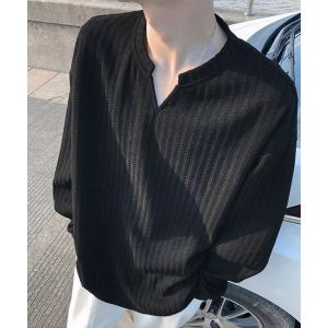 tシャツ リラックス Vスリット ワッフル プルオーバー メンズ レディース