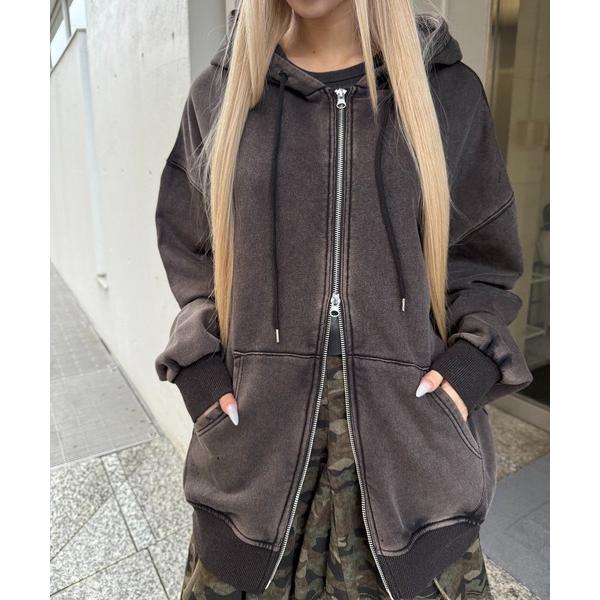 パーカー ハードウォッシュ裏起毛Ｗジップパーカー レディース メンズ