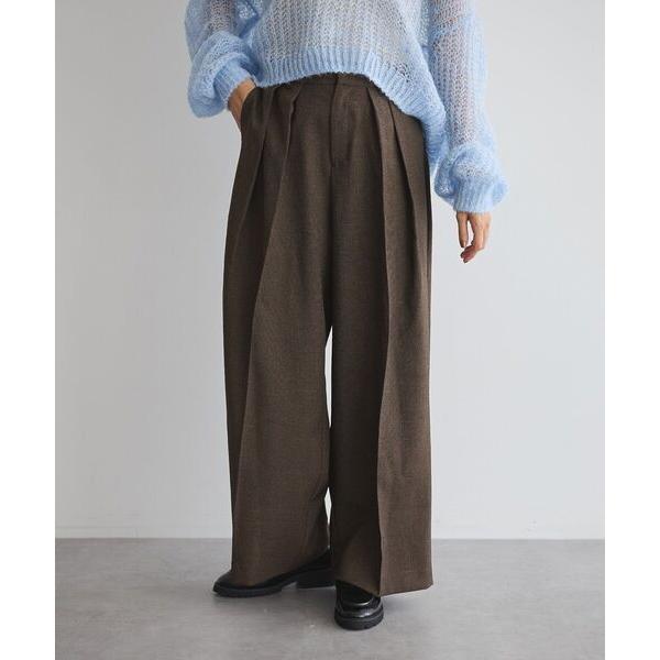 ワイドパンツ パンツ 「日本製」ミックスヤーン２タックワイドパンツ レディース