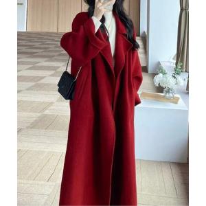 コート チェスターコート ウエストマーク ロングチェスターコート レディース