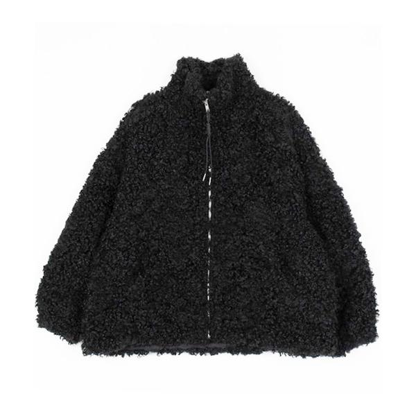 ジャケット ノーカラージャケット プードルファー ジップアップボアジャケット レディース