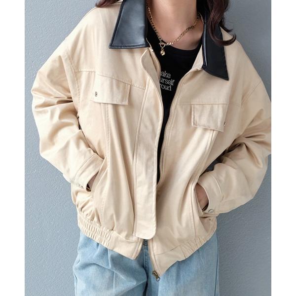 コート アウター 異素材切替スエードブルゾン レディース