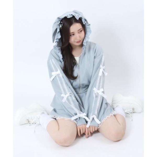 セットアップ うさみみ 袖リボンジップパーカー＆フリルミニスカート セットアップ/サブカルファッショ...