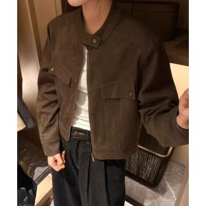 コート アウター ショート丈スエードジャケット レディース